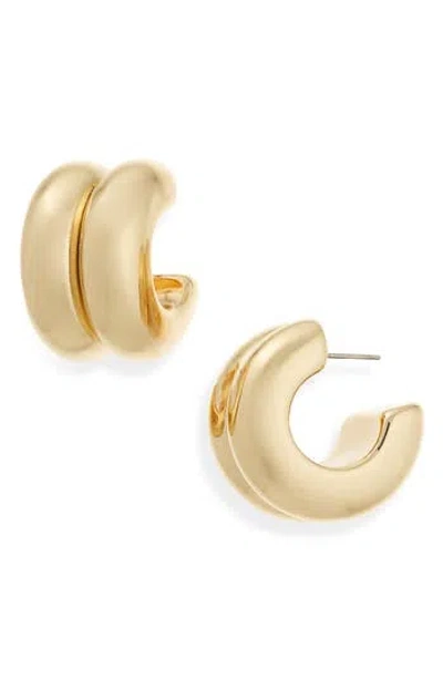 Cara Chunky Ribbed Huggie Hoop Earrings In Gold