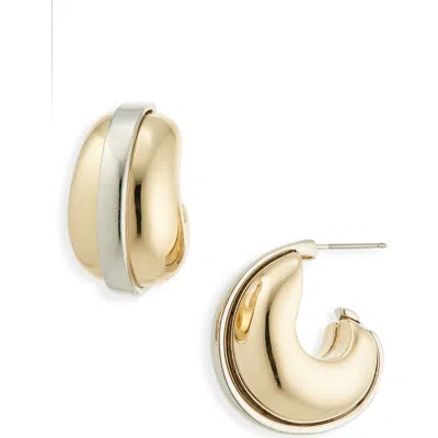 Cara Chunky Two-tone Hoop Earrings In Gold
