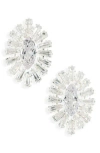 Cara Crystal Button Earrings In Silver