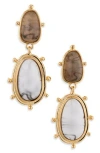 Cara Crystal Button Earrings In Brown