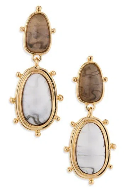Cara Crystal Button Earrings In White