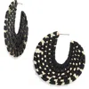 Cara Crystal Chain Linear Drop Earrings In Black