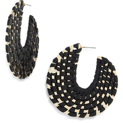 Cara Crystal Chain Linear Drop Earrings In Black