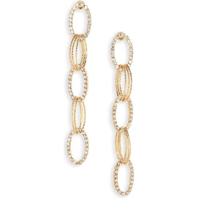 Cara Crystal Chain Linear Drop Earrings In Gold