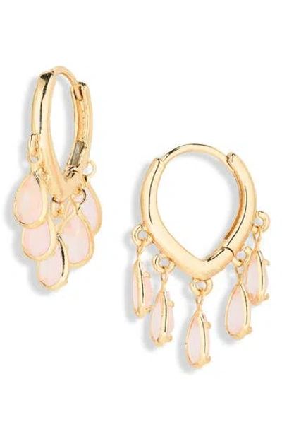 Cara Crystal Charm Huggie Hoop Earrings In Gold