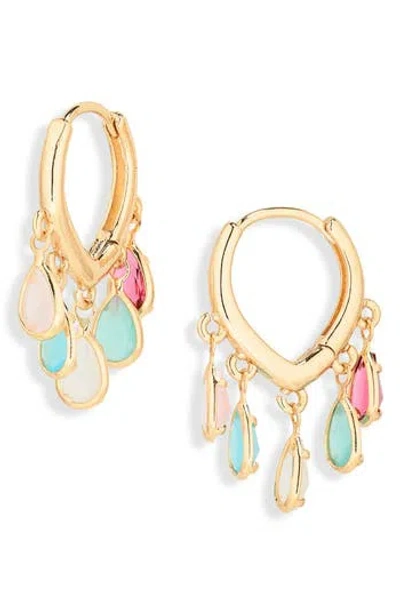 Cara Crystal Charm Huggie Hoop Earrings In Gold