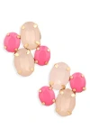 Cara Crystal Cluster Stud Earrings In Pink