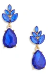 Cara Crystal Drop Earrings In Blue