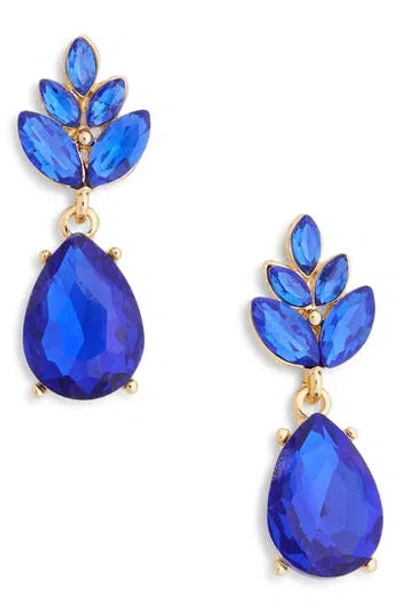 Cara Crystal Drop Earrings In Blue