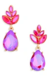 Cara Crystal Drop Earrings In Fuchsia
