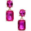 Cara Crystal Drop Earrings In Fuchsia