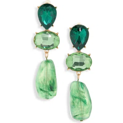Cara Crystal Drop Earrings In Green