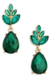 Cara Crystal Drop Earrings In Green