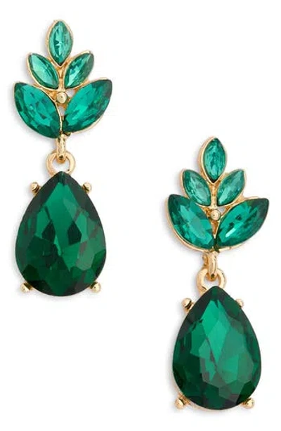 Cara Crystal Drop Earrings In Green