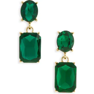 Cara Crystal Drop Earrings In Green