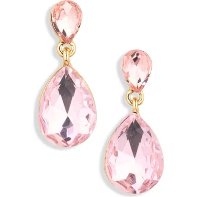 Cara Crystal Drop Earrings In Pink