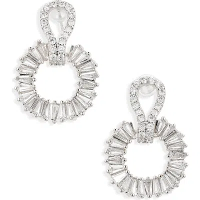Cara Crystal Drop Earrings In Silver