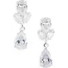 Cara Crystal Drop Earrings In Silver