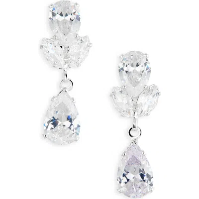 Cara Crystal Drop Earrings In Silver