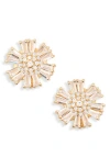 Cara Crystal Floral Button Stud Earrings In Gold