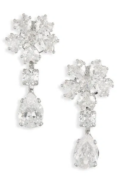 Cara Crystal Flower Drop Earrings In Metallic