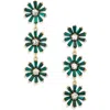 Cara Crystal Flower Linear Drop Earrings In Green