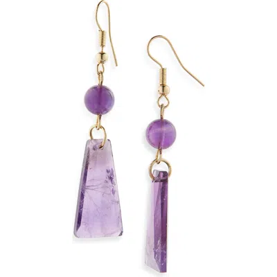 Cara Crystal Fringe Drop Earrings In Purple