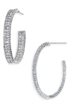 Cara Crystal Hoop Earrings In Silver