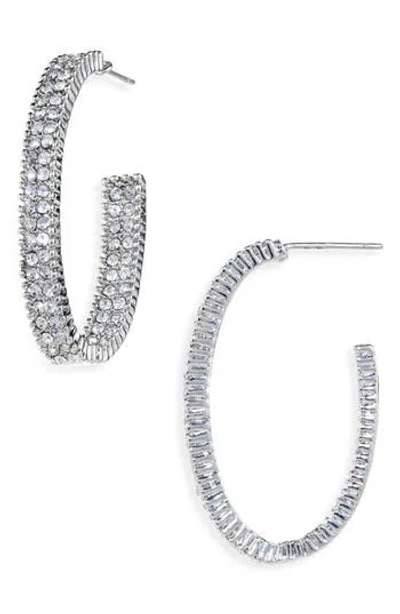 Cara Crystal Hoop Earrings In Silver