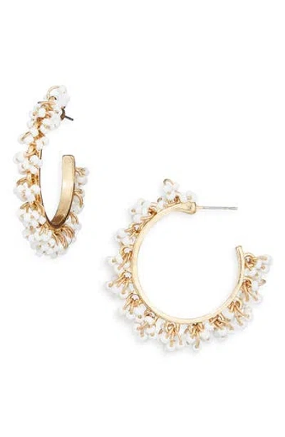 Cara Crystal Hoop Earrings In White
