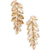 Cara Crystal Leaf Drop Earrings In Champagne