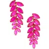 Cara Crystal Leaf Drop Earrings In Fuchsia