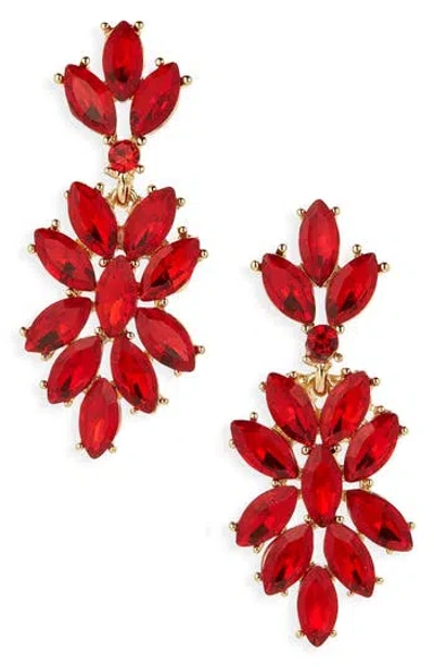 Cara Crystal Leaf Drop Earrings In Gold