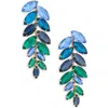 Cara Crystal Leaf Drop Earrings In Green