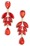Cara Crystal Leaf Drop Earrings In Multi