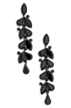 Cara Crystal Linear Drop Earrings In Jet