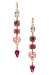 Cara Crystal Linear Drop Earrings In Multi