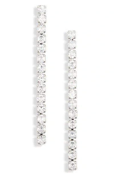 Cara Crystal Linear Earrings In Silver