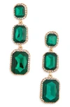 Cara Crystal Link Drop Earrings In Green