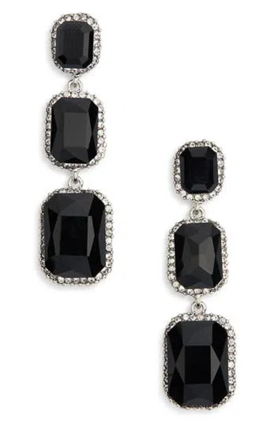 Cara Crystal Link Drop Earrings In Jet