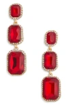 Cara Crystal Link Drop Earrings In Red