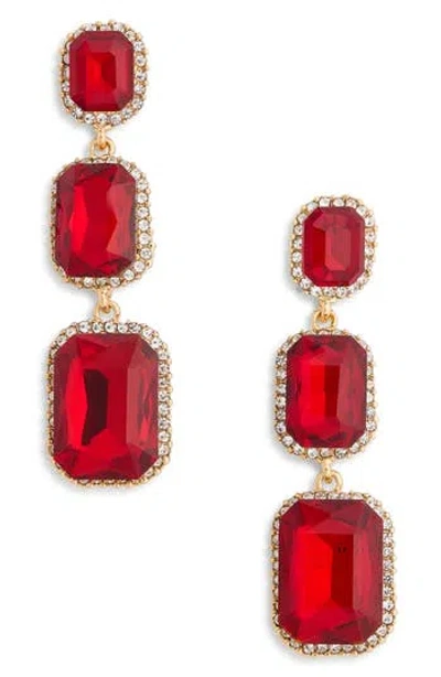 Cara Crystal Link Drop Earrings In Red