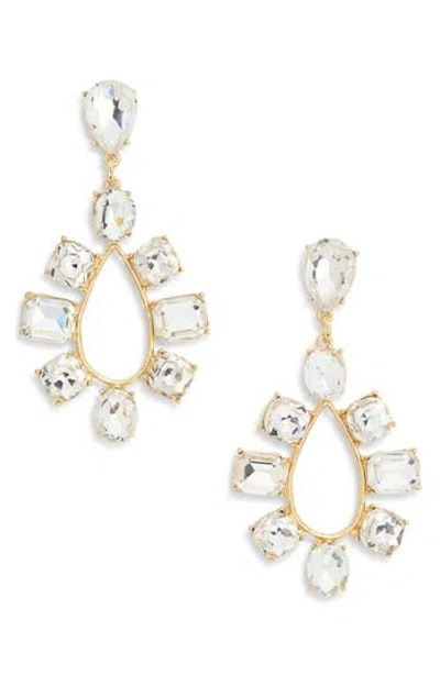 Cara Crystal Oval Drop Earrings In Crystal