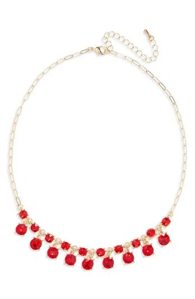 Cara Crystal Stone Necklace In Red