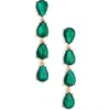 Cara Crystal Teardrop Link Drop Earrings In Green