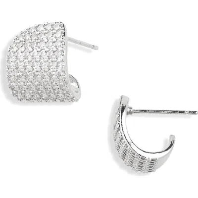Cara Cubic Zirconia J-hoop Earrings In Metallic