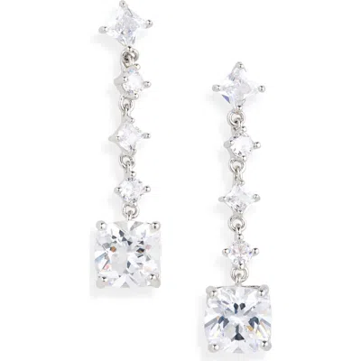 Cara Cubic Zirconia Linear Drop Earrings In Metallic