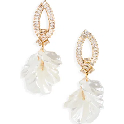 Cara Cubic Zirconia Petal Cluster Drop Earrings In Gold