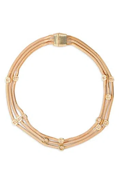 Cara Cubic Zirconia Station Layered Snake Chain Necklace In Gold