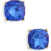 Cara Cushion Stud Crystal Earrings In Blue